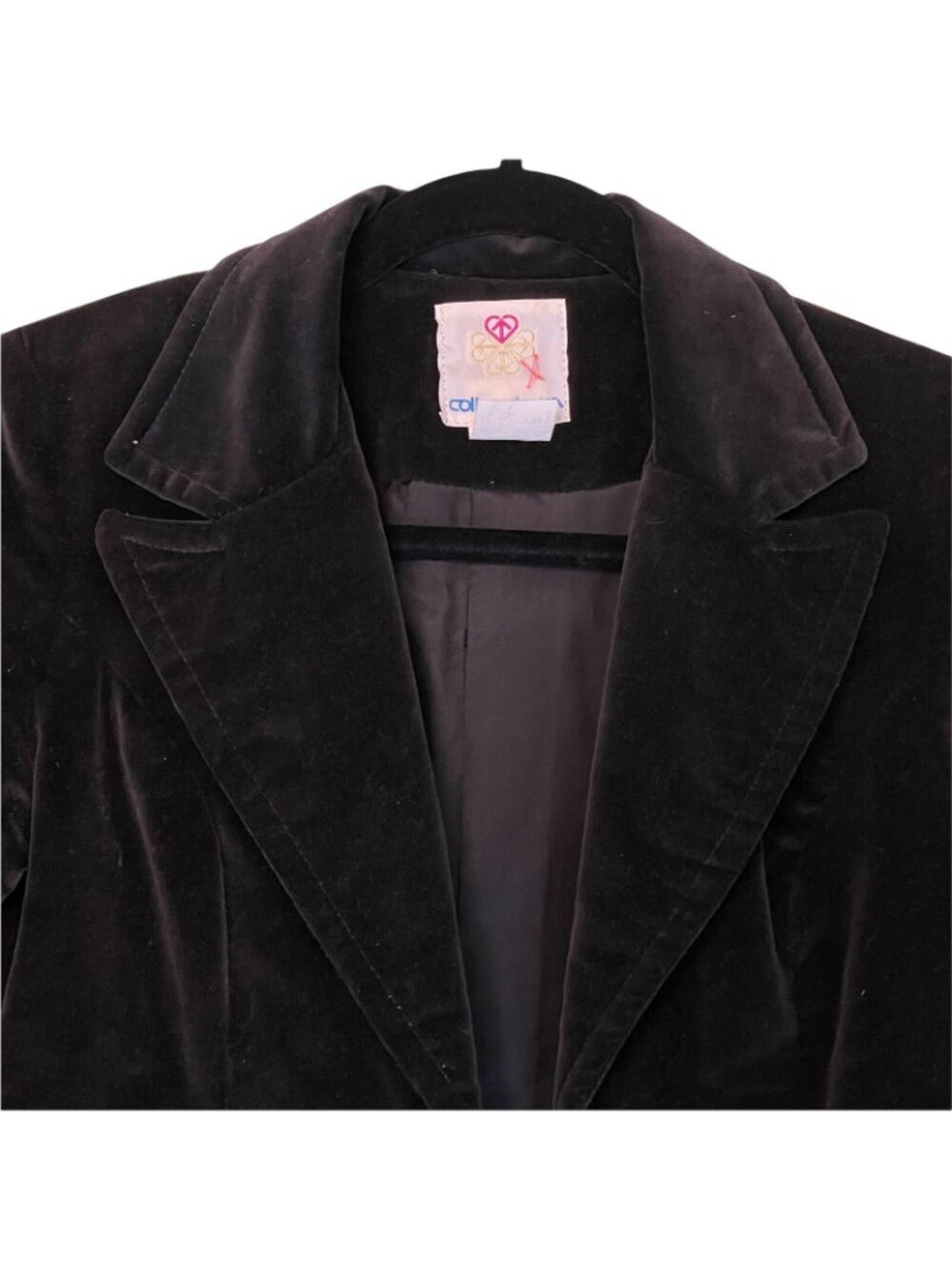 Black Velvet Women's Jacket Size 8 Vintage 1970s made by College Town - Picture 3 of 7